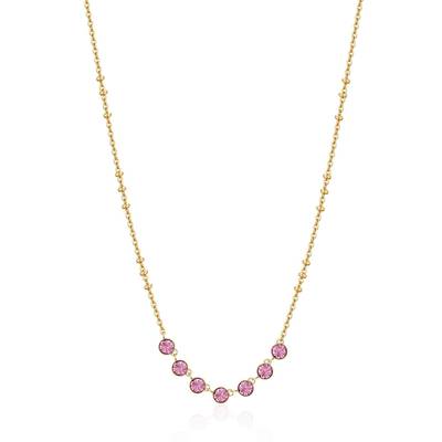 Collana girocollo in acciaio 316L e finitura pvd oro 14K con cristalli colore light amethyst.