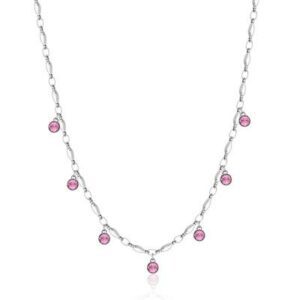 Collana girocollo in acciaio 316L con cristalli colore light amethyst.