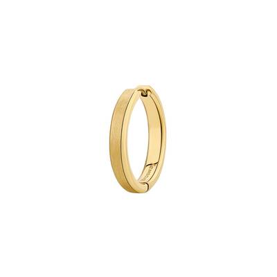 Orecchino singolo a cerchio in acciaio 316L e finitura pvd oro 14K.
