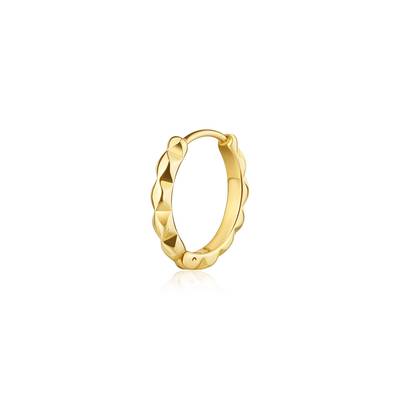 Orecchino singolo a cerchio in acciaio 316L e finitura pvd oro 14K.