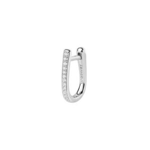 Orecchino singolo a U in argento rodiato 925‰ con cubic zirconia.
