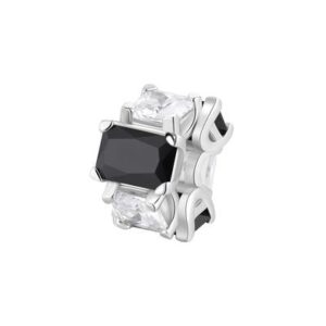 Color charm in argento rodiato 925‰ con square cubic zirconia chiari e baguette cubic zirconia neri.