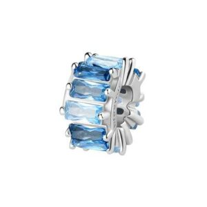 Color charm in argento rodiato 925&permil; con baguette cubic zirconia colore light sapphire.