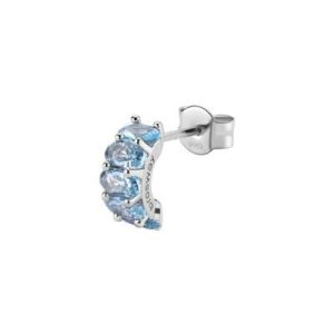 Orecchino singolo a cerchietto in argento rodiato 925‰ con oval cubic zirconia colore light sapphire.