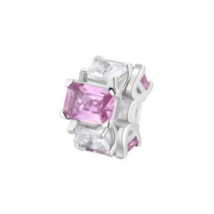 Color charm in argento rodiato 925‰ con square cubic zirconia chiari e baguette cubic zirconia colore light ruby.