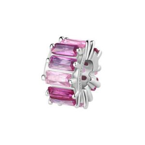 Color charm in argento rodiato 925‰ con baguette cubic zirconia colore light ruby.