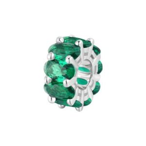Color charm in argento rodiato 925‰ con oval cubic zirconia colore emerald.