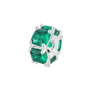 Color charm in argento rodiato 925‰ con cushion cubic zirconia colore emerald.