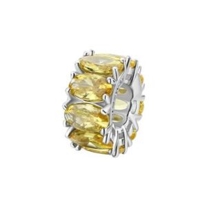 Color charm in argento rodiato 925‰ con oval cubic zirconia colore golden yellow.