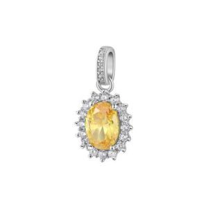 Pendente Kate in argento rodiato 925&permil; con cubic zirconia chiari e oval cubic zirconia colore golden yellow.