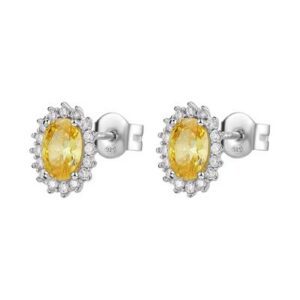 Orecchini Kate in argento rodiato 925‰ con cubic zirconia chiari e oval cubic zirconia colore golden yellow.