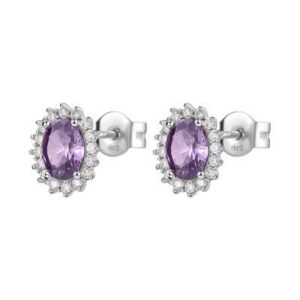 Orecchini Kate in argento rodiato 925‰ con cubic zirconia chiari e oval cubic zirconia colore amethyst.