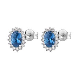 Orecchini Kate in argento rodiato 925&permil; con cubic zirconia chiari e oval cubic zirconia colore sapphire.