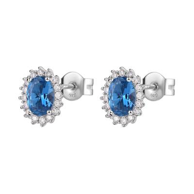 Orecchini Kate in argento rodiato 925‰ con cubic zirconia chiari e oval cubic zirconia colore sapphire.