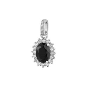 Pendente Kate in argento rodiato 925&permil; con cubic zirconia chiari e oval cubic zirconia neri.