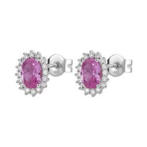 Orecchini Kate in argento rodiato 925‰ con cubic zirconia chiari e oval cubic zirconia colore light ruby.
