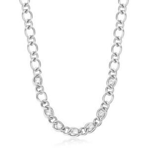 Collana catena in acciaio 316L e cubic zirconia.