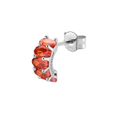 Orecchino singolo a cerchietto in argento rodiato 925‰ con oval cubic zirconia colore orange.
