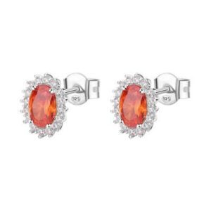 Orecchini al lobo kate in argento 925‰ rodiato con cubic zirconia ovale colore chiaro e colore orange.
