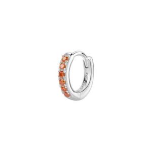 Orecchino singolo a cerchietto in argento rodiato 925&permil; con cubic zirconia colore orange.
