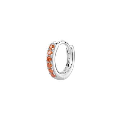 Orecchino singolo a cerchietto in argento rodiato 925‰ con cubic zirconia colore orange.