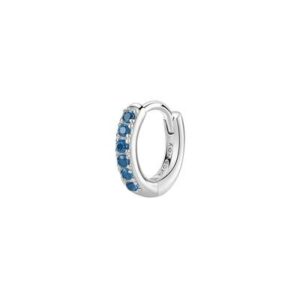 Orecchino singolo a cerchietto in argento rodiato 925&permil; con cubic zirconia colore sapphire.