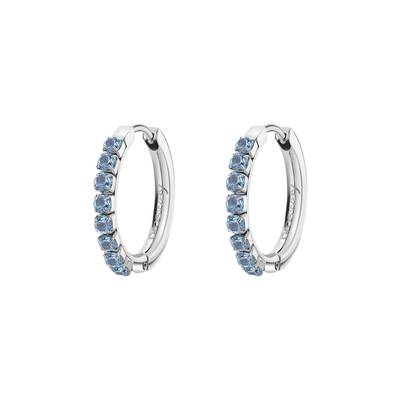 Orecchini cerchietto piccoli in acciaio 304 e cubic zirconia colore spinel.