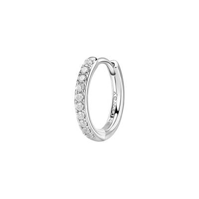 Orecchino singolo a cerchietto in argento rodiato 925‰ con cubic zirconia.