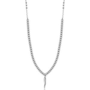 Collana girocollo con sfere in acciaio 316L e pendente a forma di cornetto.
