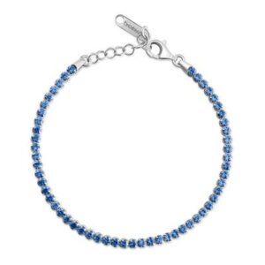 Bracciale tennis in argento rodiato 925‰ con cubic zirconia colore sapphire.