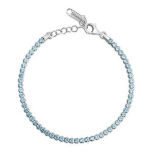 Bracciale tennis in argento rodiato 925‰ con cubic zirconia colore light sapphire.
