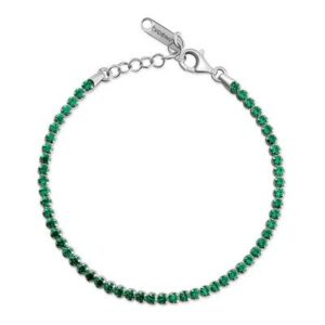 Bracciale tennis in argento rodiato 925‰ con cubic zirconia colore emerald.