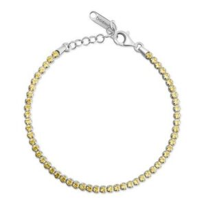 Bracciale tennis in argento rodiato 925‰ con cubic zirconia colore golden yellow.