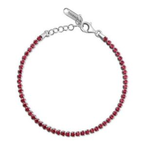 Bracciale tennis in argento rodiato 925‰ con cubic zirconia colore ruby.