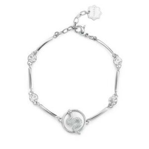 Bracciale semirigido in acciaio 316L, con centrale a forma di serpente e cristalli.