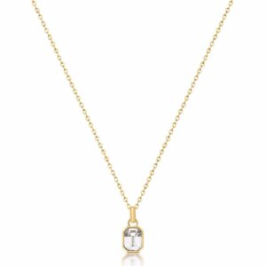 Collana SYMPHONIA in acciaio 316L, finitura pvd colore oro, e cristallo