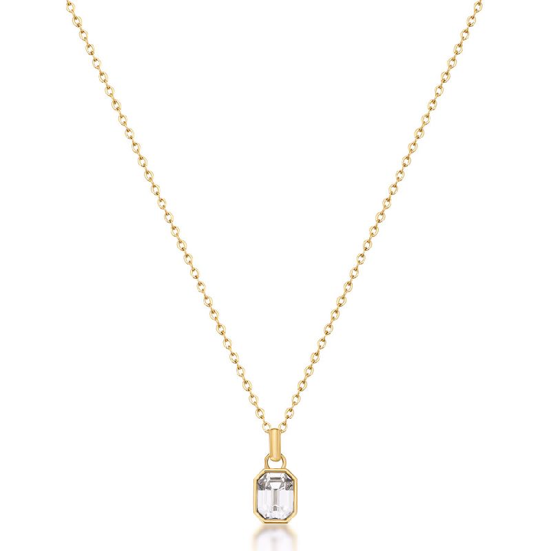 Collana SYMPHONIA in acciaio 316L, finitura pvd colore oro, e cristallo