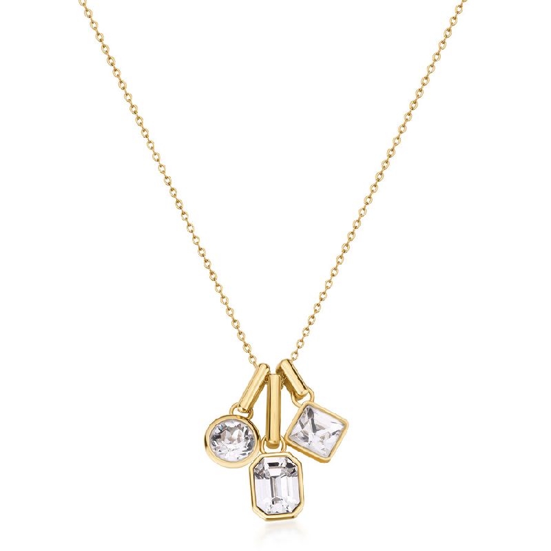 Collana SYMPHONIA in acciaio 316L, finitura pvd colore oro, e cristalli