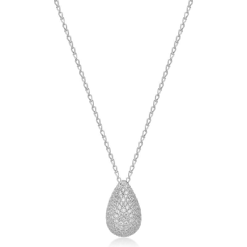 Collana girocollo in argento rodiato 925‰ e pendente con cubic zirconia.