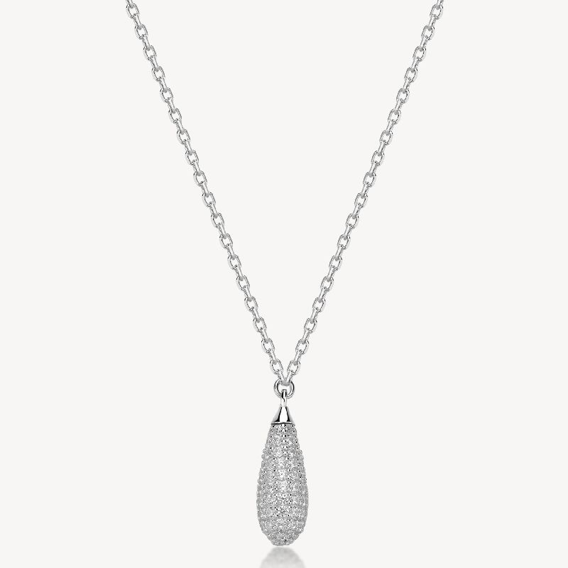 Collana girocollo in argento rodiato 925‰ e pendente con cubic zirconia.
