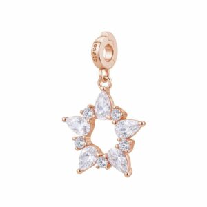 Charm STORIE argento 925/1000, galvanica oro rosa, a forma di stella e cz white