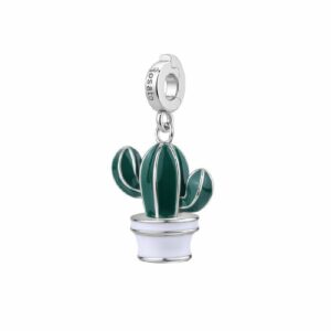 Charm STORIE argento 925/1000, rodio a forma di cactus e smalti colorati