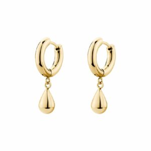 Orecchini a cerchietto  PERFECT in acciaio 316L, finitura pvd colore oro, pendenti a goccia