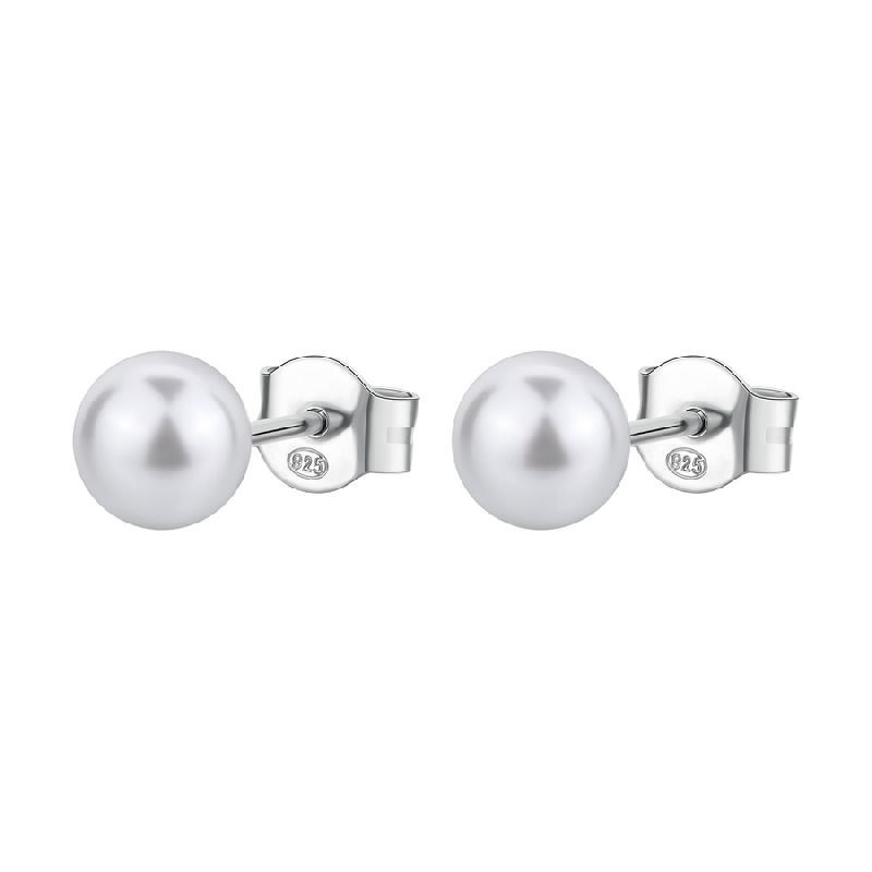 Orecchini al lobo FANCY in argento 925/1000 rodiato, con perla