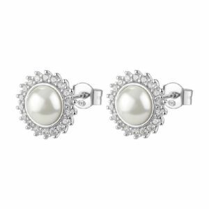 Orecchini al lobo Kate FANCY in argento 925/1000 rodiato, con perle e cubic zirconia white