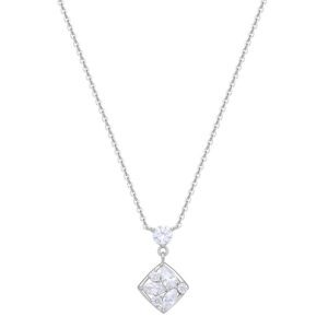 Collana GEMMA in argento 925/1000 rodio, con pendente e cubic zirconia white