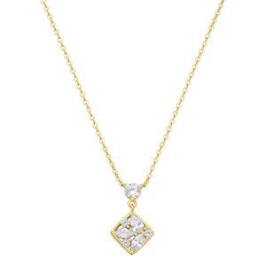 Collana GEMMA in argento 925/1000 galvanica oro giallo, con pendente e cubic zirconia white