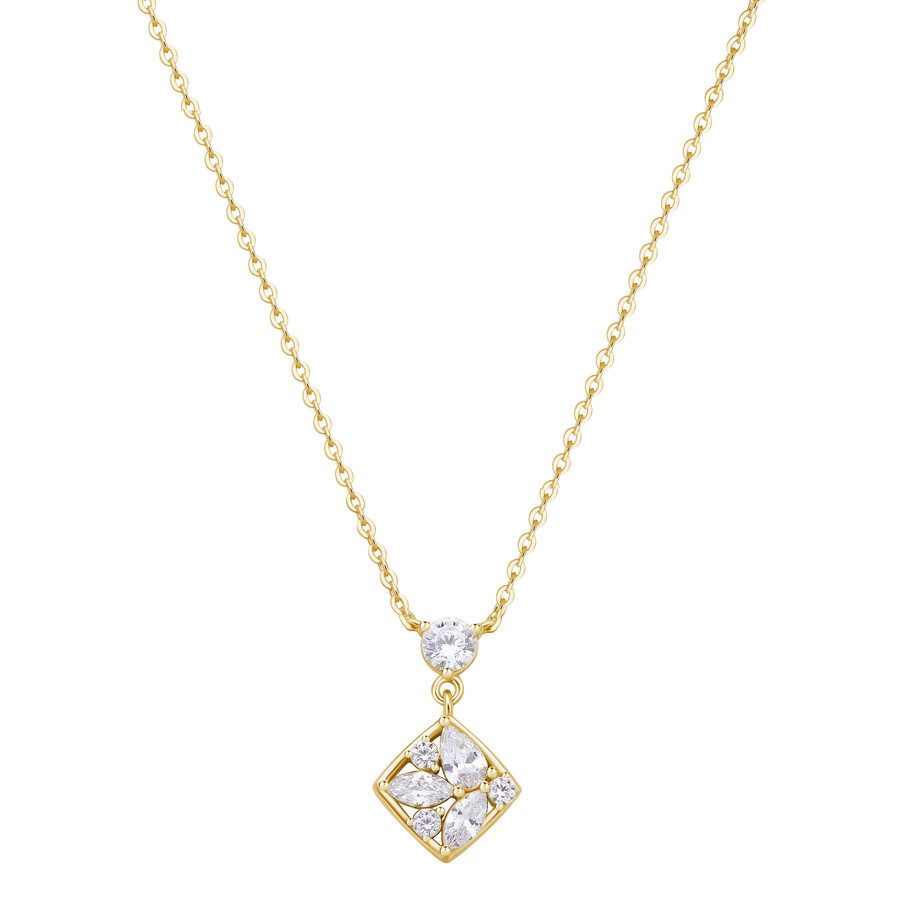 Collana GEMMA in argento 925/1000 galvanica oro giallo, con pendente e cubic zirconia white