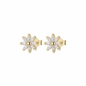 Orecchini al lobo GAIA argento 925/1000 galvanica oro giallo, cubic zirconia white