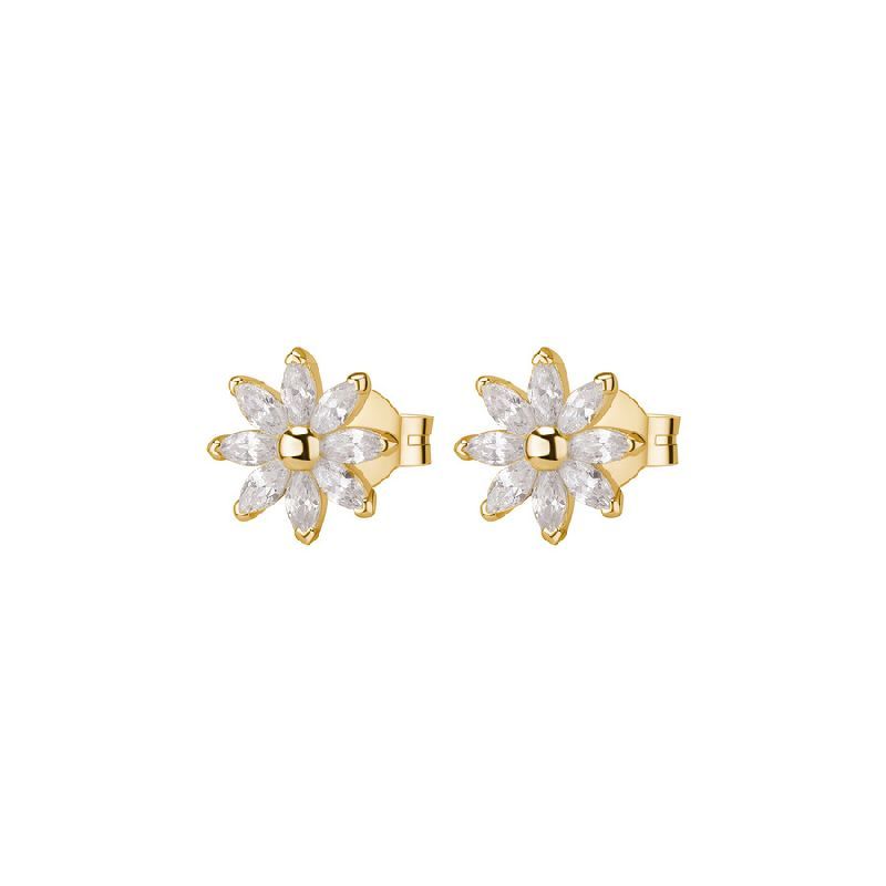 Orecchini al lobo GAIA argento 925/1000 galvanica oro giallo, cubic zirconia white